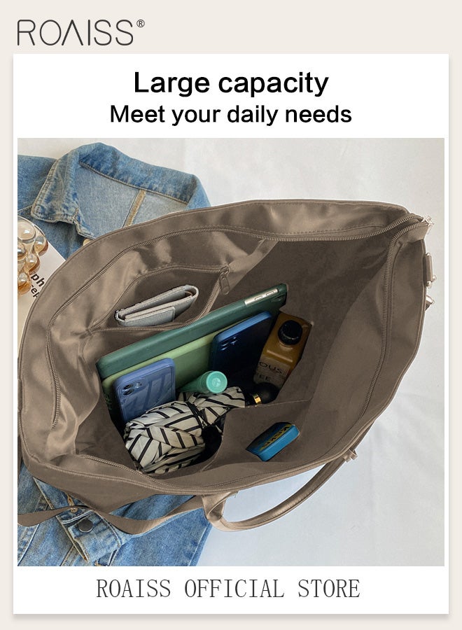 رويس حقيبة نسائية متعددة الاستخدامات، حقيبة سفر يدوية متعددة الوظائف، حقيبة أوكسفورد كبيرة السعة ومقاومة للماء، حقيبة يدوية لرحلات العمل والترفيه واللياقة البدنية والتخزين، كاكي - Image 4
