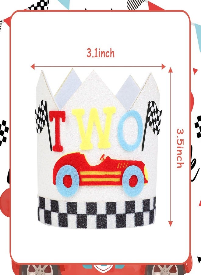 CORNER LACE Two Fast Birthday Hat - Racing Car 2nd Birthday Glitter Crown, Race Car Second Birthday Decoration, Two Years Old Party Supplies - Image 5