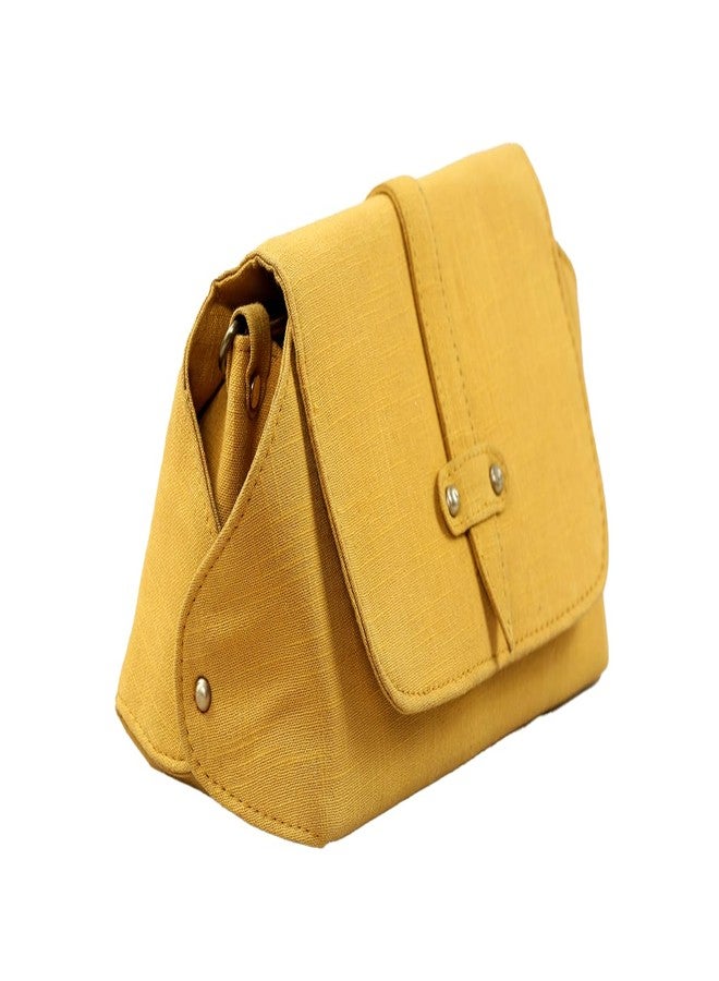 BHASTRA Amaira Sling Bag - Yellow| Cotton And Vegan Leather | Bag for Women - Girls Travel Crossbody Bags with Adjustable Strap - Ladies Shoulder Purse Stylish Handbag-Ideal For Gifting - Image 3