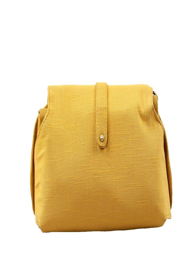 BHASTRA Amaira Sling Bag - Yellow| Cotton And Vegan Leather | Bag for Women - Girls Travel Crossbody Bags with Adjustable Strap - Ladies Shoulder Purse Stylish Handbag-Ideal For Gifting - Image 4
