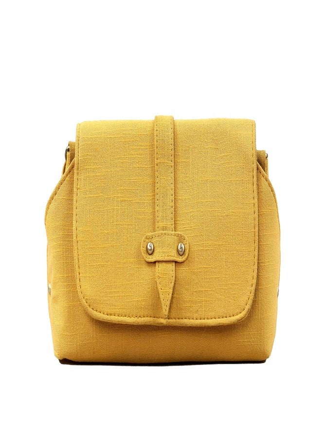 BHASTRA Amaira Sling Bag - Yellow| Cotton And Vegan Leather | Bag for Women - Girls Travel Crossbody Bags with Adjustable Strap - Ladies Shoulder Purse Stylish Handbag-Ideal For Gifting - Image 2