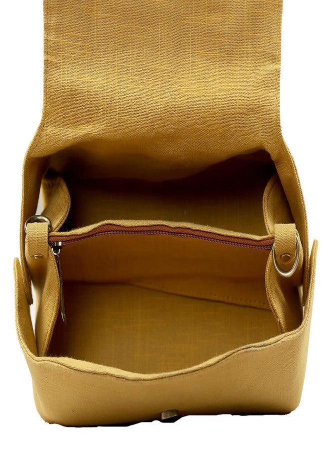 BHASTRA Amaira Sling Bag - Yellow| Cotton And Vegan Leather | Bag for Women - Girls Travel Crossbody Bags with Adjustable Strap - Ladies Shoulder Purse Stylish Handbag-Ideal For Gifting - Image 5