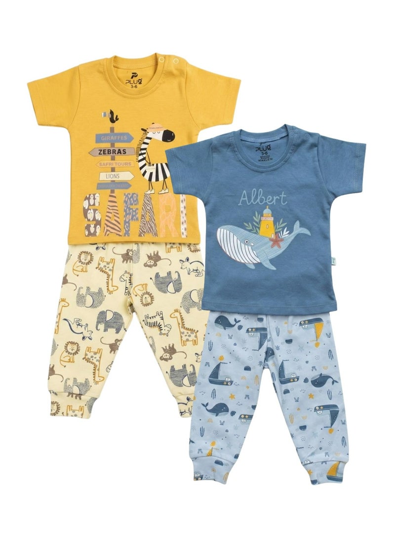 Pluto Pack of 2 Cotton Pajama Set for Baby Boy - Image 2