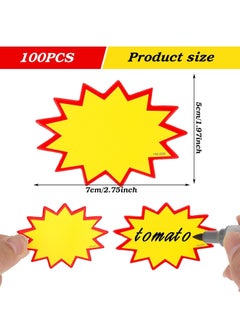 Excefore 100 Pcs Retail Sale Signs, Starburst Signs Sale Tags 1.97x2.75" Blank Star Retail Sale Stickers, Burst Merchandise Pricing Tags, Retail Store Price Label, Marking Tags, Sale Display Signs for Store  - Image 2