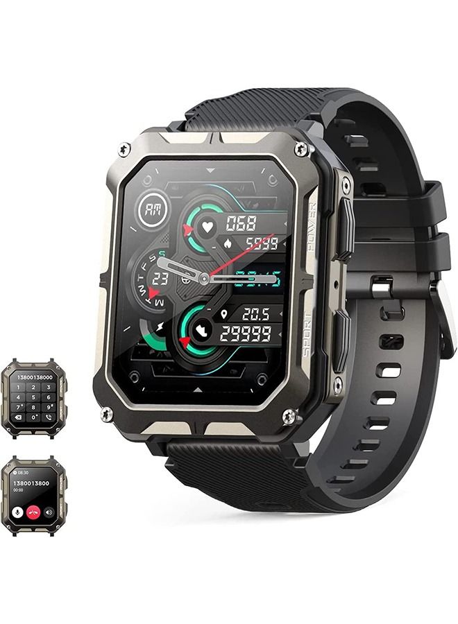 NIBEMINENT DMG 1.83" Military Smart Watches for Men with Bluetooth Call Activity Tracker 123 Sports Modes IP68 Waterproof Men's Smartwatch Heart Rate Blood Pressure Sleep Monitor(Black)  - Image 1