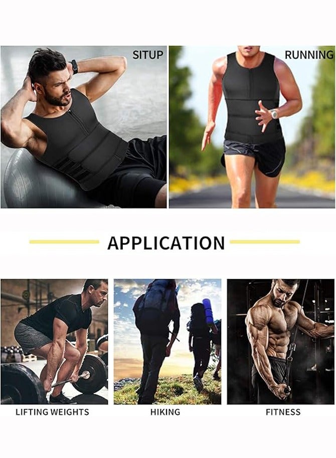 fdsport Men's Neoprene Sauna Zipper Waist Trainer Vest Top, Abdominal Vest Body Shaper Double Breasted Body Shaper, Slimming Body Shaper, Black XXXL - Image 3