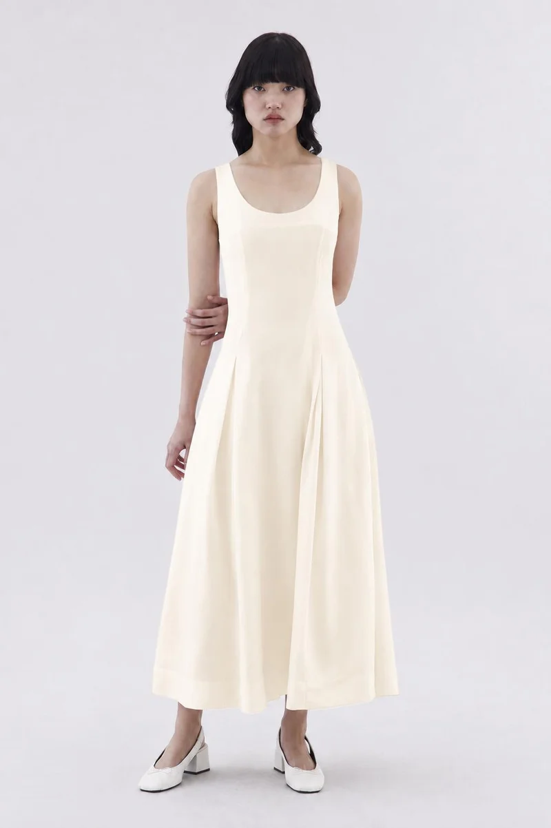 The Editor's Market Sedona Pleat Dress - Buttermilk