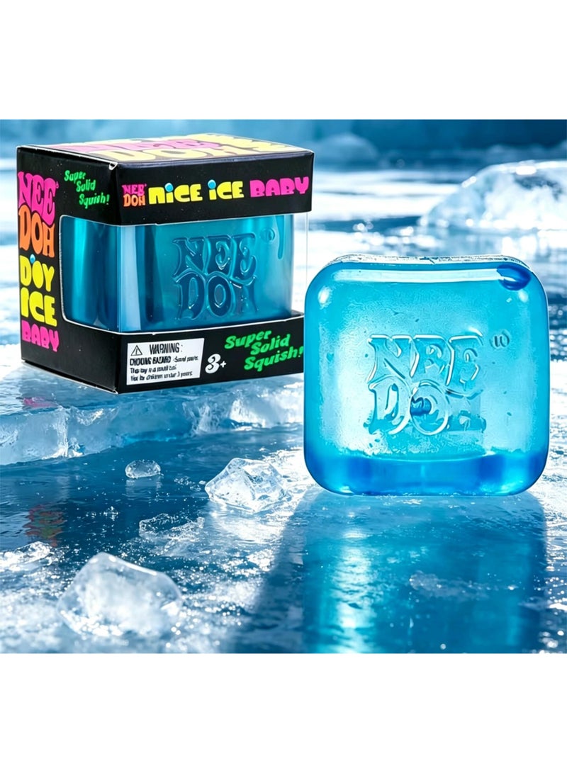 NeeDoh Nice Cube Sensory Squeeze Toy, Super Solid Squish Stress Relief Cube, Returns to Shape for Endless Fidget Fun, Soft & Durable, 2.25 Inch Blue Cube - Image 1