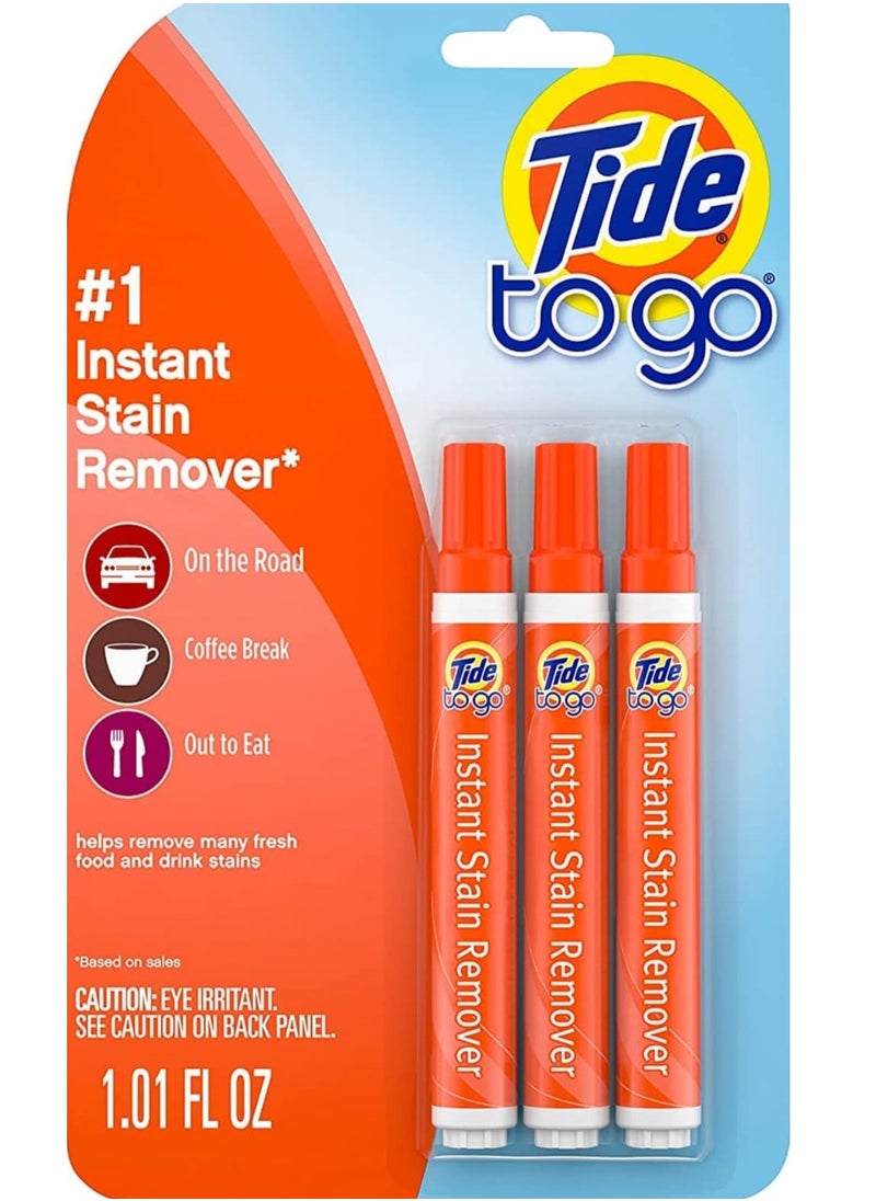 Tide Tide To Go Instant Laundry Stain Remover Pen and Spot Cleaner, Travel Size Stain Sticks, Fresh, 1.01 fl oz, 3 Count  - Image 1