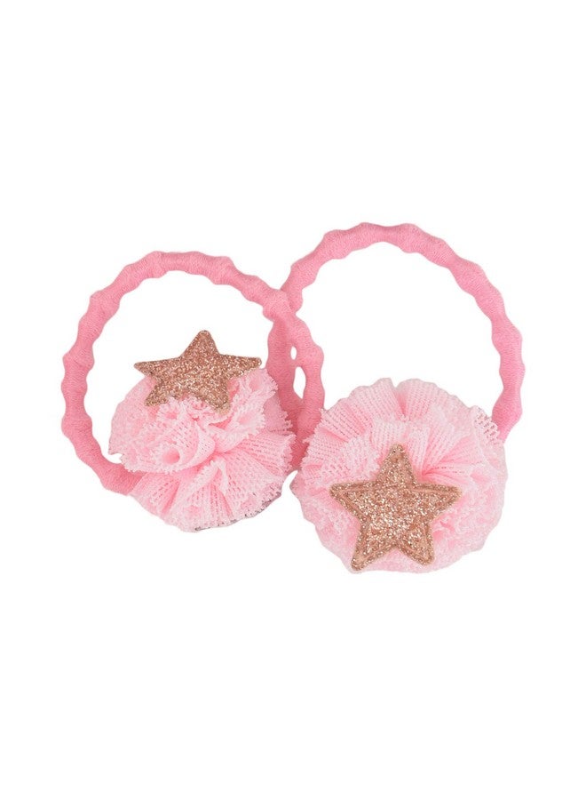 Yellow Bee Glitter Star Tulle Hair Ties for Girls, Pink, Peach, and White Set, One Size - Image 4