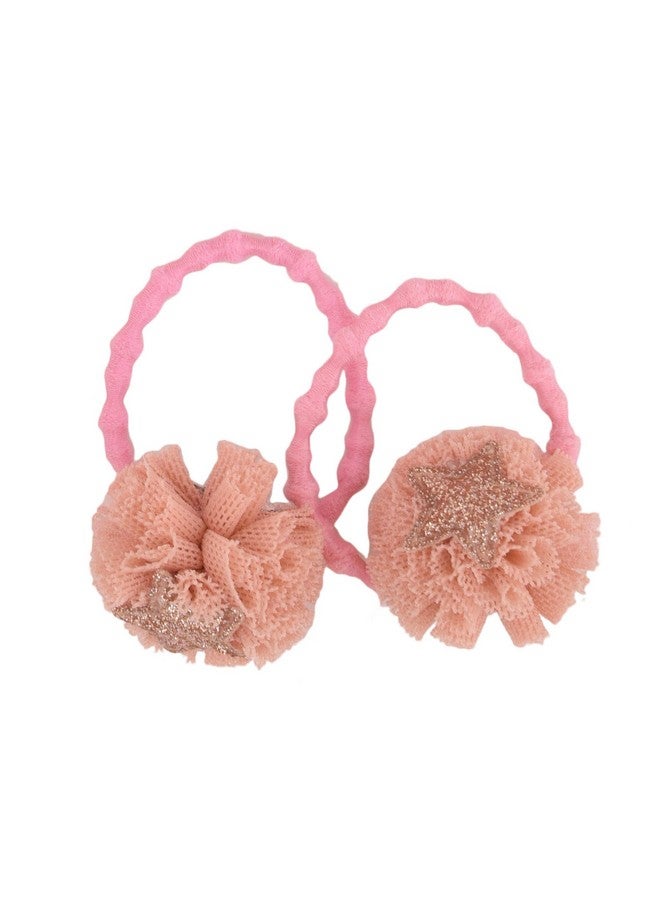 Yellow Bee Glitter Star Tulle Hair Ties for Girls, Pink, Peach, and White Set, One Size - Image 3