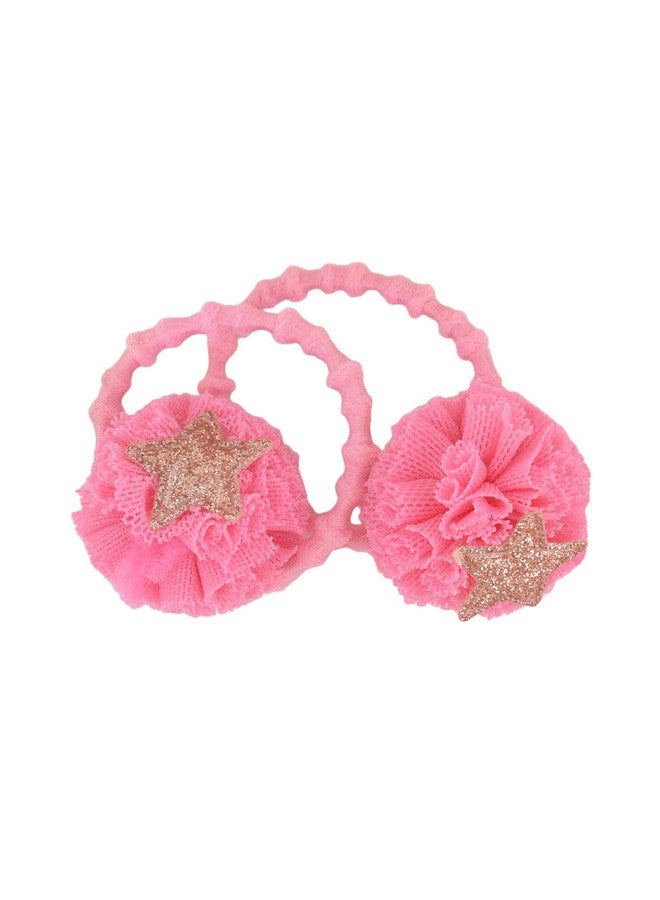 Yellow Bee Glitter Star Tulle Hair Ties for Girls, Pink, Peach, and White Set, One Size - Image 5