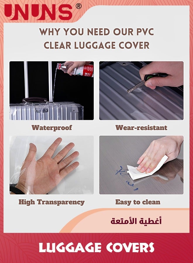 UNUNS Clear PVC Luggage Covers,3PCS Suitcase Protector Covers Set With 6×Luggage Straps and 3×Name ID Cards,PVC Waterproof Luggage Sleeves For 20" 24" 28" Wheeled Suitcases - Image 4