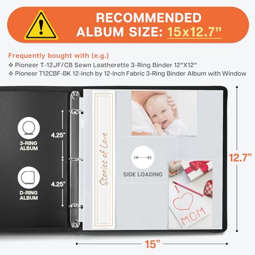 Dunwell Photo Album Refill Pages 12x12 (4x6 Mixed Layout), 25 Pack Holds 250 Pictures, Plastic 4 x 6 Photo Sleeves for 3-Ring Scrapbook Binder, Acid-Free Poly - Image 2