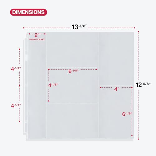 Dunwell Photo Album Refill Pages 12x12 (4x6 Mixed Layout), 25 Pack Holds 250 Pictures, Plastic 4 x 6 Photo Sleeves for 3-Ring Scrapbook Binder, Acid-Free Poly - Image 3