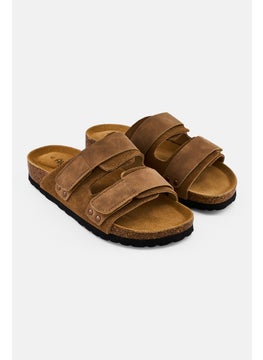 Algspar Men Velcro Closure Cork Sandals, Tan  - Image 1