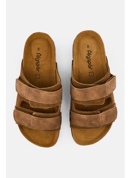 Algspar Men Velcro Closure Cork Sandals, Tan  - Image 3