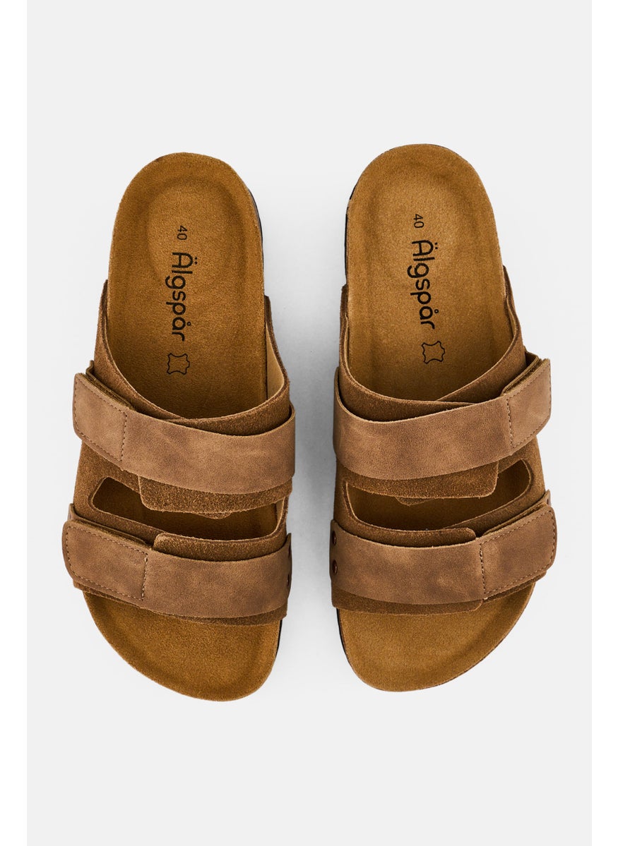Algspar Men Velcro Closure Cork Sandals, Tan  - Image 3
