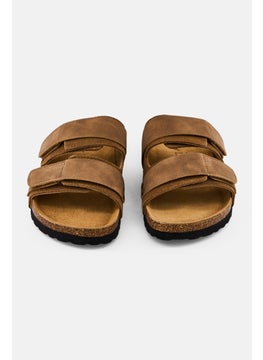 Algspar Men Velcro Closure Cork Sandals, Tan  - Image 4