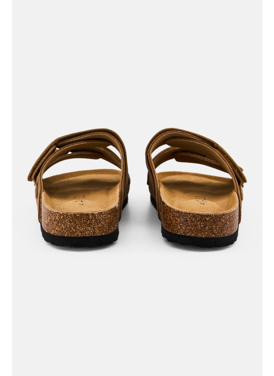 Algspar Men Velcro Closure Cork Sandals, Tan  - Image 2