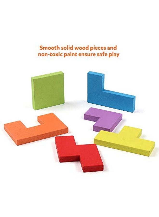 Coogam Wooden Blocks Puzzle Brain Teasers Toy Tangram Jigsaw Intelligence Colorful 3D Russian Blocks Game Stem Montessori Educational Gift For Kids (40 Pcs)  - Image 5