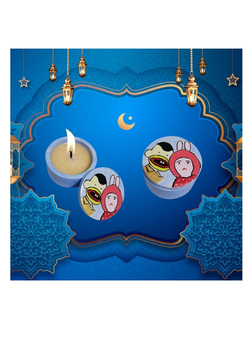 ماركة غير محددة شمعة طبيعية من شمع النخيل والصويا برائحة قمر الدين - مزيج المشمش والفانيليا وجوز الهند - في علبة كونكريت بشكل بوجي وطمطم - أجواء رمضانية دافئة - 35 جم  - Image 2
