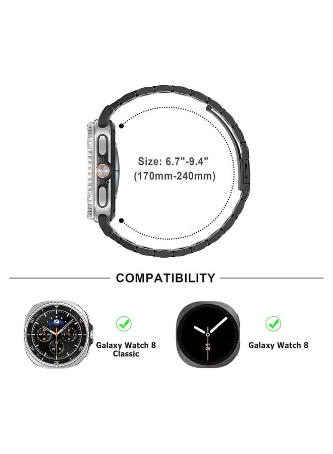 GENNEXT Metal Band For Samsung Galaxy Watch 8 Band 40mm 44mm/Galaxy Watch 8 Classic 46mm, No Gap Stainless Steel Strap for Men Women- silver - Image 5