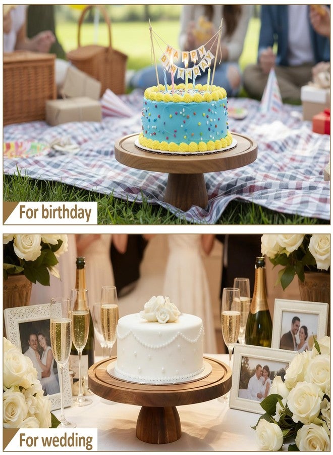Letschef Acacia Wood Cake Stand with Dome Lid, Footed Wooden Cake Display Plate with Clear Acrylic Cover, Perfect for Birthday Parties, Weddings, Dessert Table & Home Kitchen Decor - Image 5