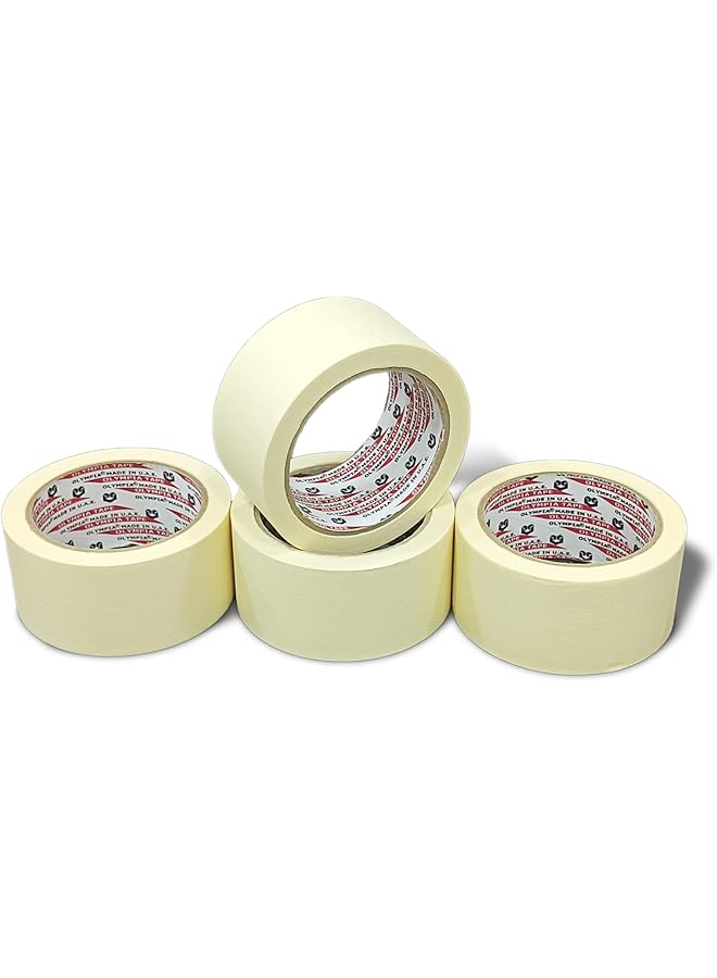 Olympia Olympia® Brand Crepe Paper Masking Tapes 120 Yards 2" (48mm) X 30Yards (27.43Meters) Pack of 4 - Premium Painters Grade for Home, Office, Labeling and Packing. Pack of 4  - Image 1