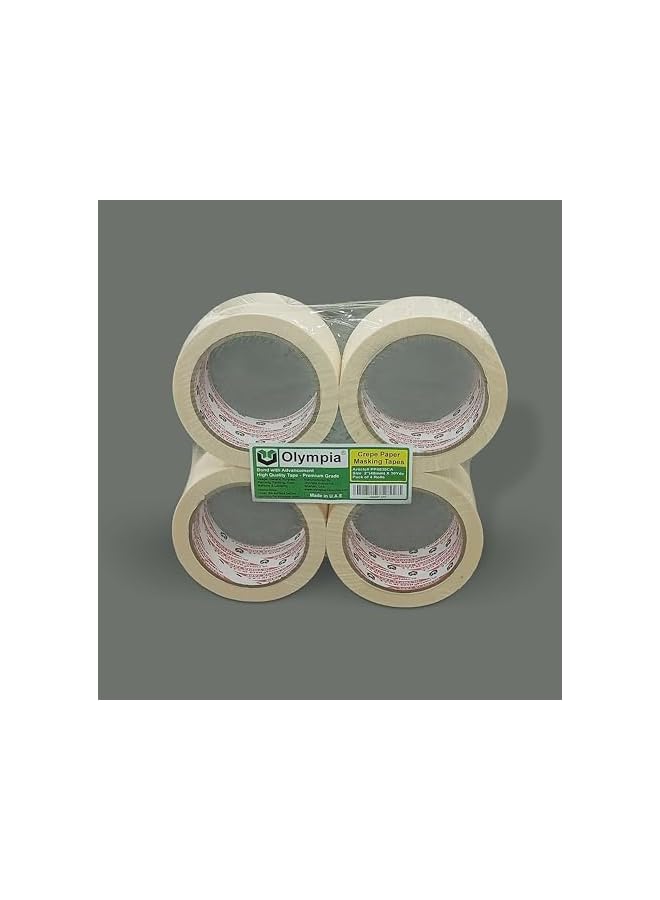 Olympia Olympia® Brand Crepe Paper Masking Tapes 120 Yards 2" (48mm) X 30Yards (27.43Meters) Pack of 4 - Premium Painters Grade for Home, Office, Labeling and Packing. Pack of 4  - Image 5