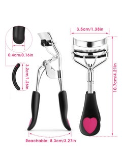 WLLHYF Beauty Eyelash Curler Kit Professional Eye Lashes Curler Metal Makeup Tool With Builtin Comb Eye With 10 Replacement Refill Pads For Women Girl Get Dramatically Curled Eyelashes  - Image 2