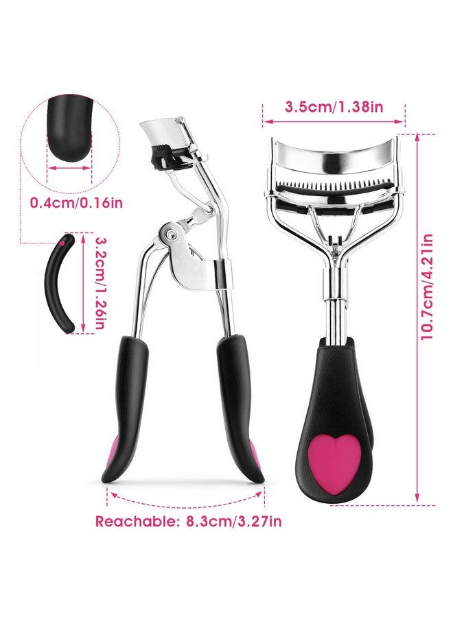 WLLHYF Beauty Eyelash Curler Kit Professional Eye Lashes Curler Metal Makeup Tool With Builtin Comb Eye With 10 Replacement Refill Pads For Women Girl Get Dramatically Curled Eyelashes - Image 2