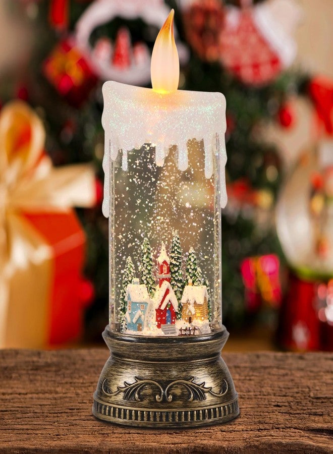 GenSwin Christmas Snow Globes with Music Timer and USB Rechargable Cable, Christmas Lantern Decorations Indoor, 1 Pcs Christmas Music Box with House and Christmas Tree Design for Decor - Image 1