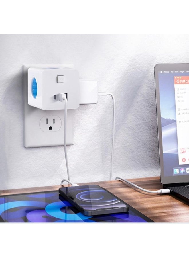 Travel USB Socket Adapter with 4 AC Outlets 3 USB Ports and Power Switch EU Plug Wall Cube Socket Power Adaptor Extender for Home - Image 4