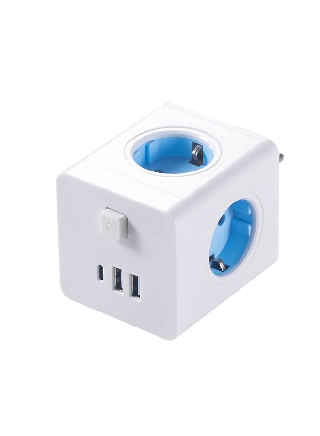 Travel USB Socket Adapter with 4 AC Outlets 3 USB Ports and Power Switch EU Plug Wall Cube Socket Power Adaptor Extender for Home - Image 1