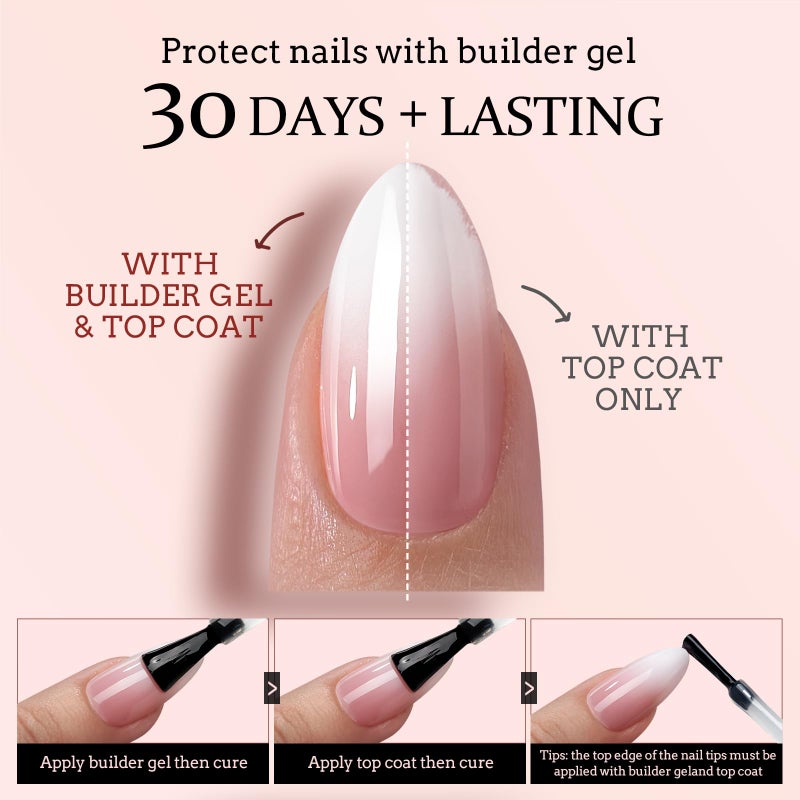 BTArtboxnails XCOATTIPS Ombre Nails - Square Press on Nails Long, 150Pcs Nail Tips Pink White Gradient Soft Gel False Nail Tips Soak Off Fake Nails Extensions DIY 15 Sizes - Image 4