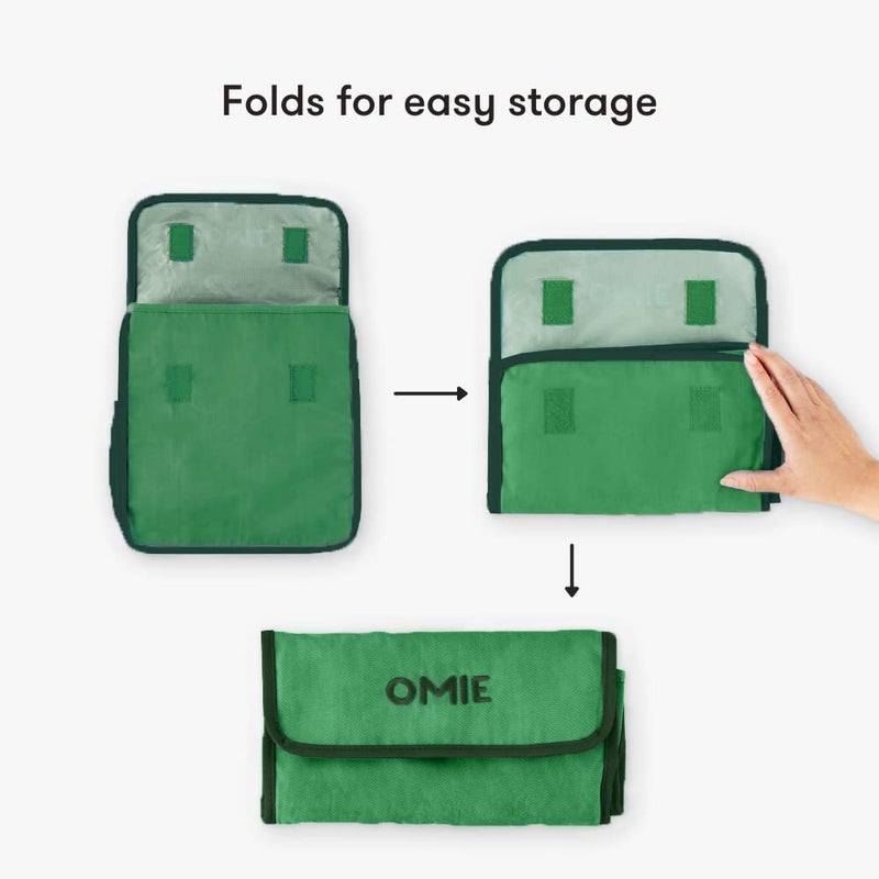 Omie OmieBox Lunch Bag - Washable, Foldable, Durable, WaterResistant Fabric with Interior Pocket and External Bottle Holder (Green) - Image 5