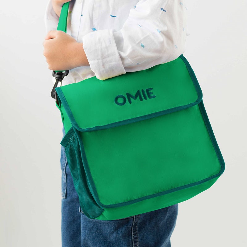 Omie OmieBox Lunch Bag - Washable, Foldable, Durable, WaterResistant Fabric with Interior Pocket and External Bottle Holder (Green) - Image 3