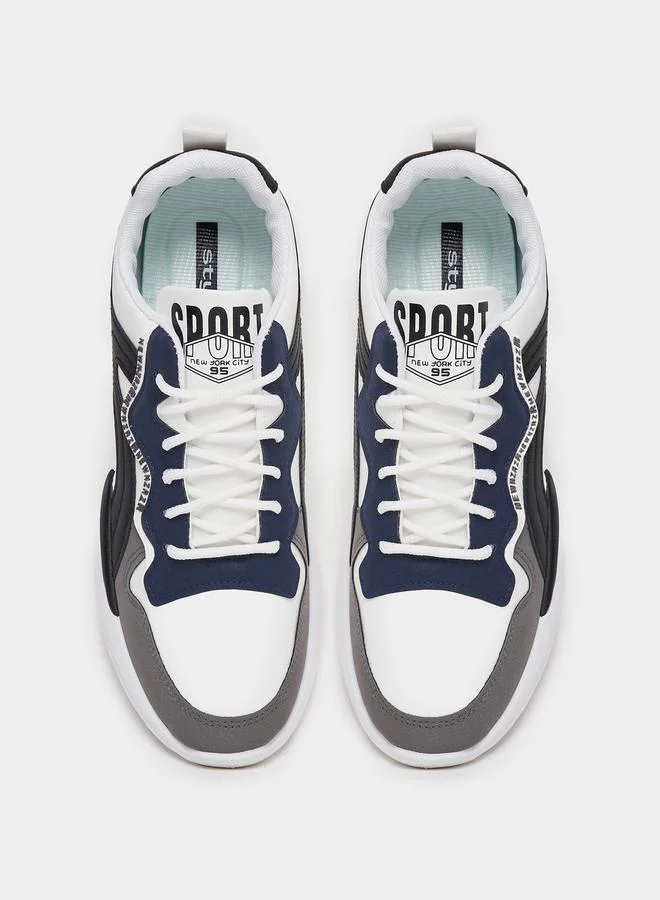 Styli Color Block Graphic Upper Lace Up Sneakers