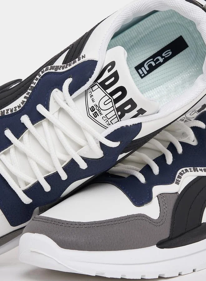 Styli Color Block Graphic Upper Lace Up Sneakers