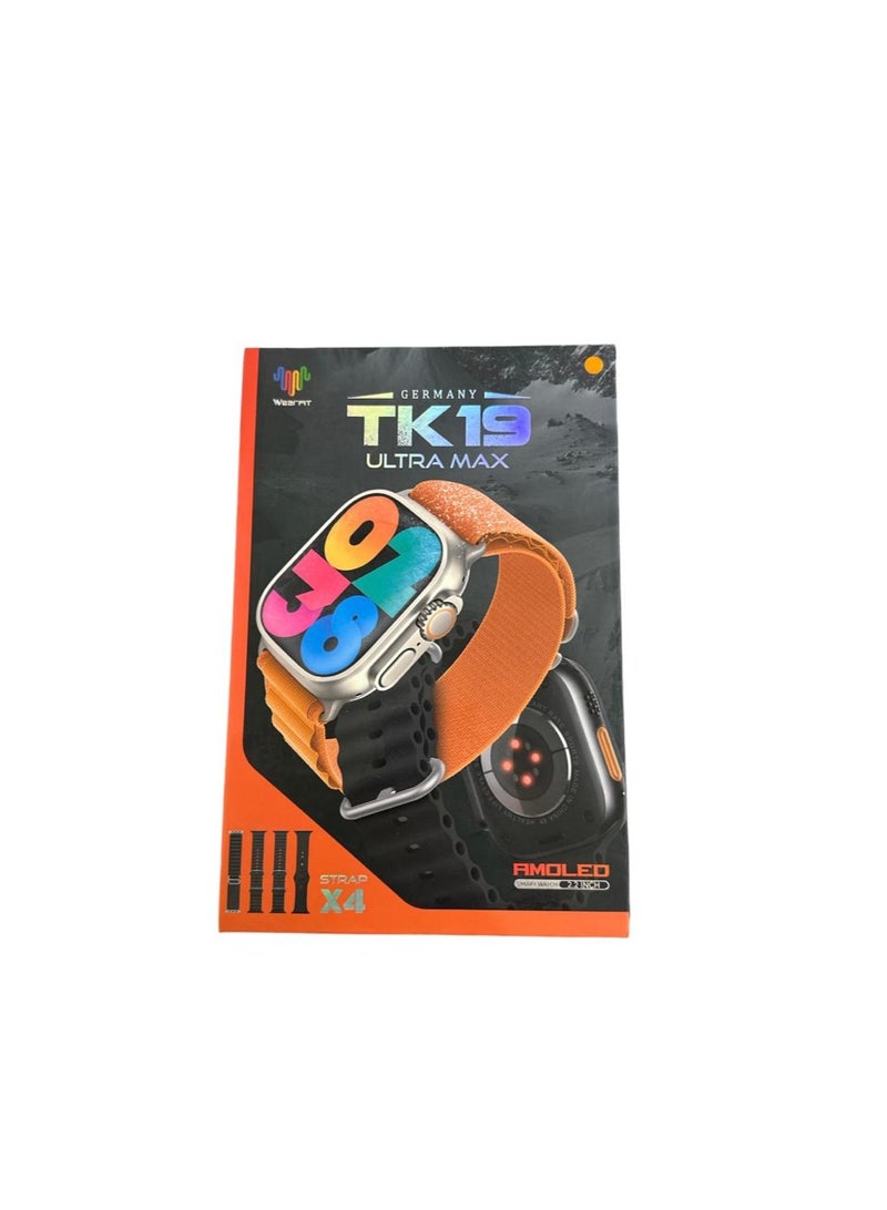 Smart Watch TK19 Ultra Max AMOLED Screen with 4 Band 2 in Black And 2 in orange - Image 4