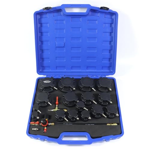 Wzyblixo Turbo System Leakage Tester Kit, Turbo Pressure Leakage Tester for Cooling Emissions Exhaust Pipes, 19-Piece Turbo Boost Leak Tester Set with Stepped Adapters 1-1/4” to 4-1/4'' - Image 1