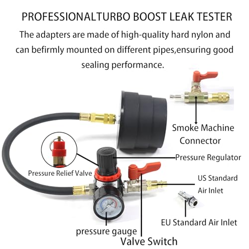 Wzyblixo Turbo System Leakage Tester Kit, Turbo Pressure Leakage Tester for Cooling Emissions Exhaust Pipes, 19-Piece Turbo Boost Leak Tester Set with Stepped Adapters 1-1/4” to 4-1/4'' - Image 5