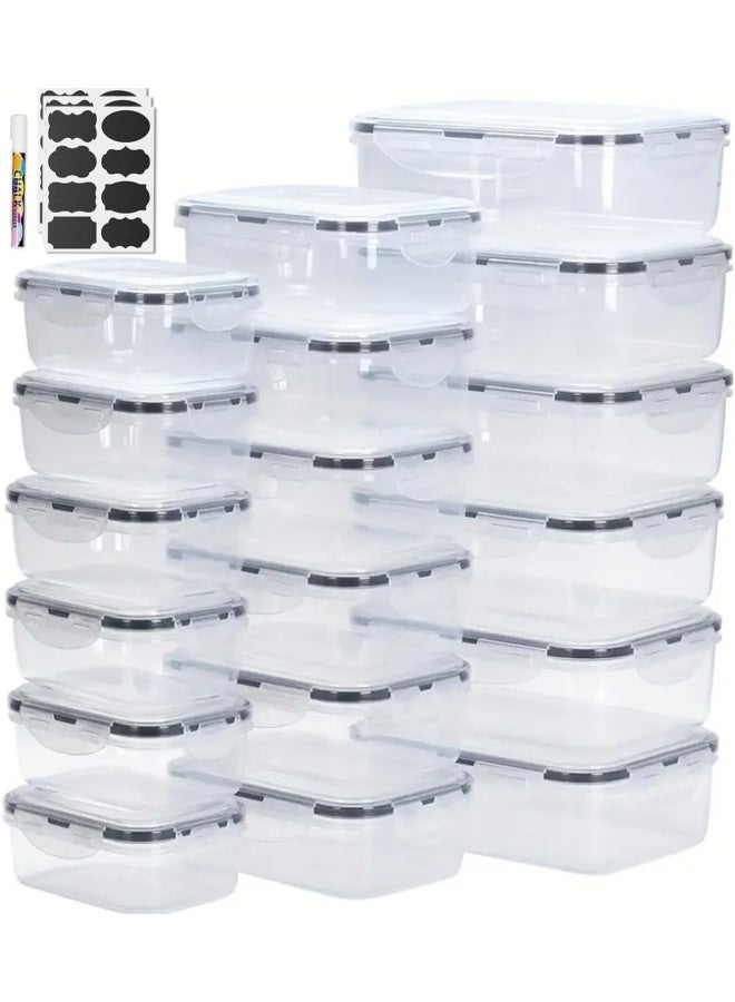 Premify 18pcs Food Storage Container Set with Locking Lids + 20 Labels, Rectangular (Space Saving) Airtight Plastic Meal Prep Containers for Kitchen & Fridge, Leakproof, BPA-Free & Microwave Safe - Image 1