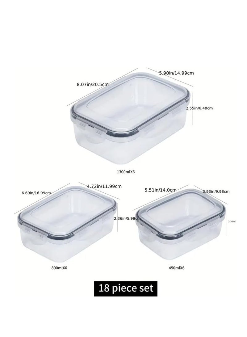 Premify 18pcs Food Storage Container Set with Locking Lids + 20 Labels, Rectangular (Space Saving) Airtight Plastic Meal Prep Containers for Kitchen & Fridge, Leakproof, BPA-Free & Microwave Safe - Image 3