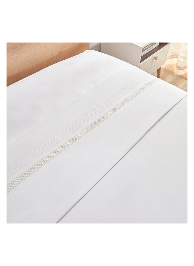 Home Box Grande Affordables White Haven Vari Twin Lace Border Cotton Flat Sheet 270 x 180 cm  - Image 3