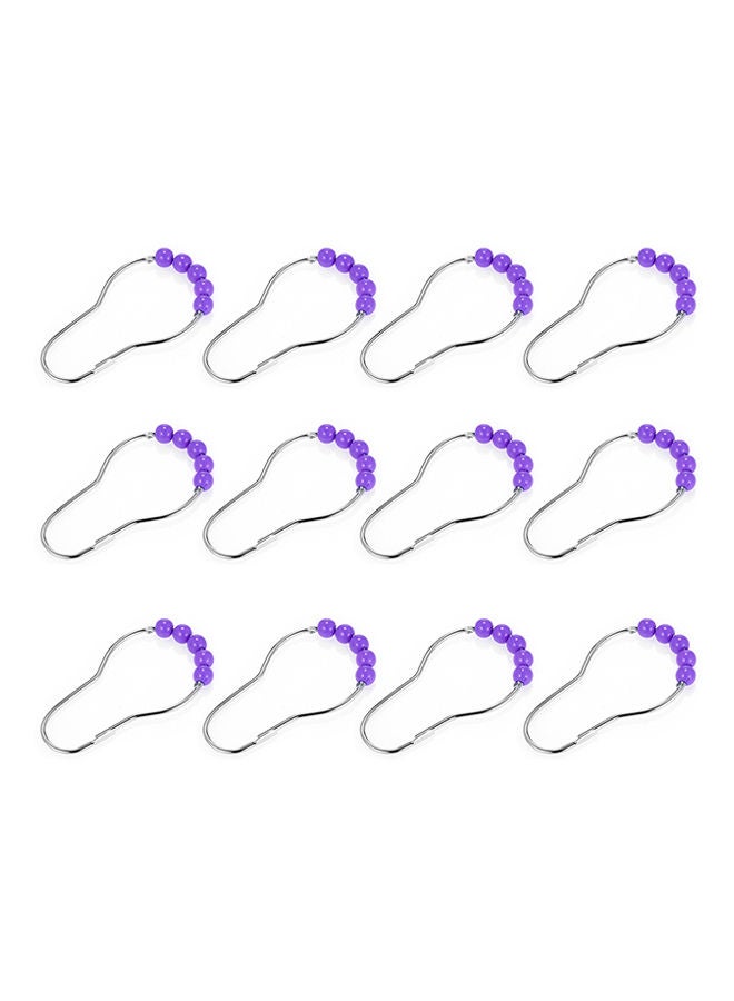 NIBEMINENT 12-Piece Shower Curtain Ring Set Deep Purple 0.085kg - Image 1
