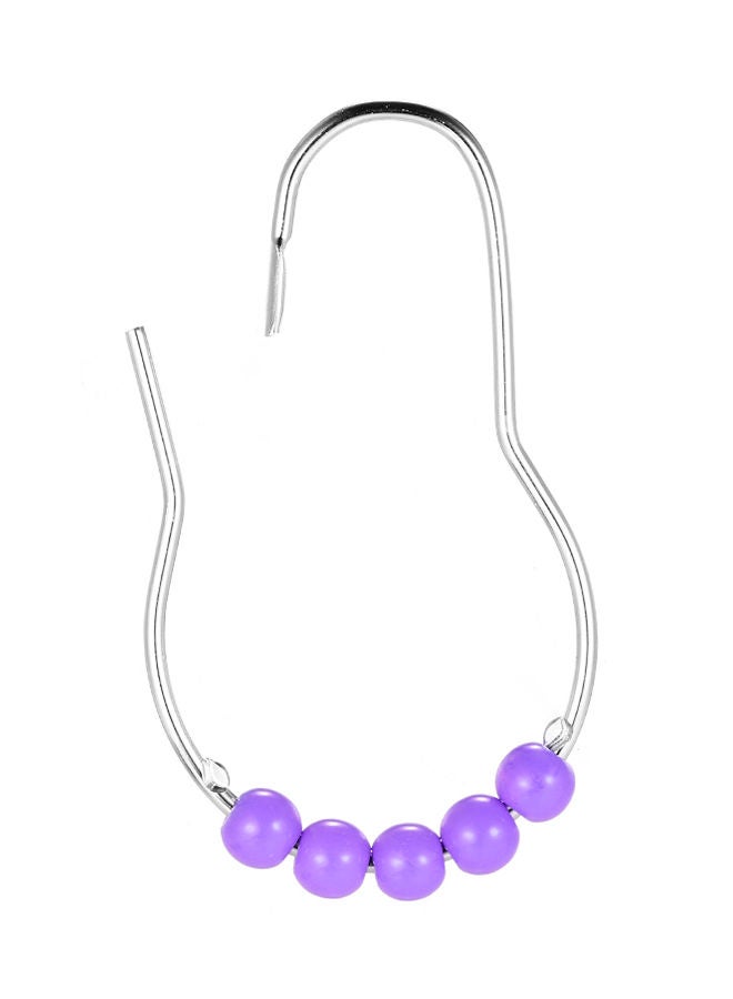 NIBEMINENT 12-Piece Shower Curtain Ring Set Deep Purple 0.085kg - Image 2