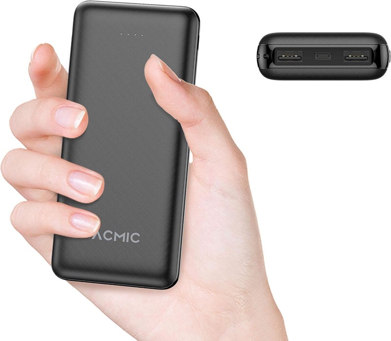 ACMIC Power Bank 20000mAh, Portable Charger PowerCore with Dual input Ports, 12W 2 USB 2.0 QI Fast Charging Power Bank Battery Pack for iPhone, Samsung, Huawei and etc - Black - Image 1