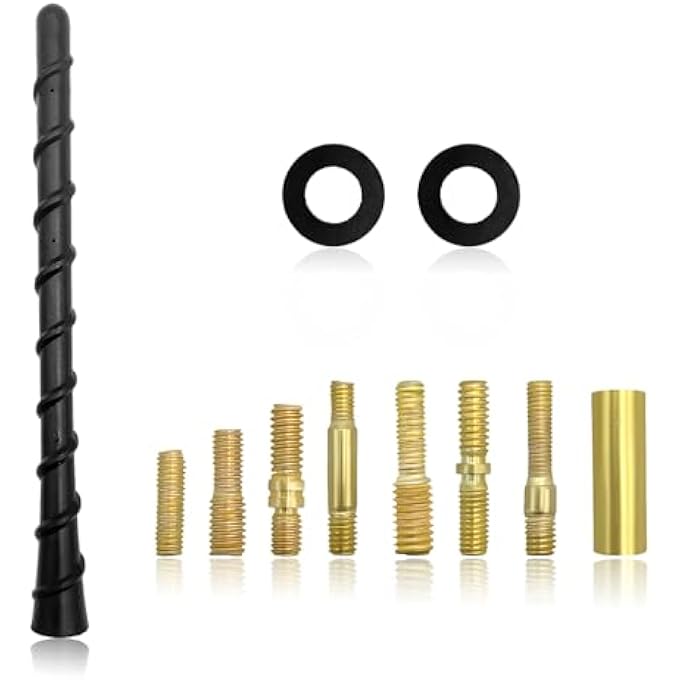 rayihni Car Spiral Antenna, 7 Inch Flexible Rubber Retrofit Antenna with Screw Adapters, Waterproof Non-Slip Car Toppers Antenna Replacement for Trucks Cars SUVs, Exterior Car Accessories - Image 1